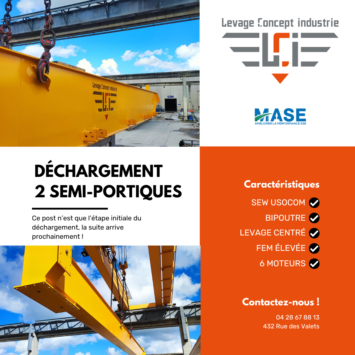 Déchargement de 2 semi-portiques par LCI 
