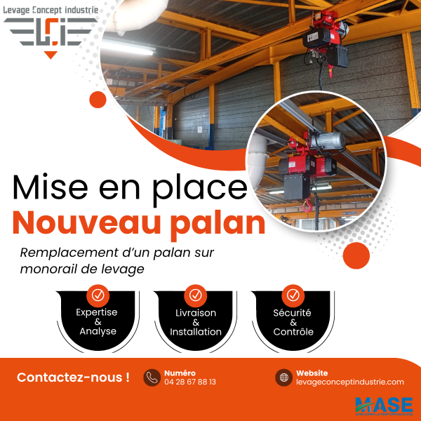 Remplacement d'un palan sur monorail de levage 