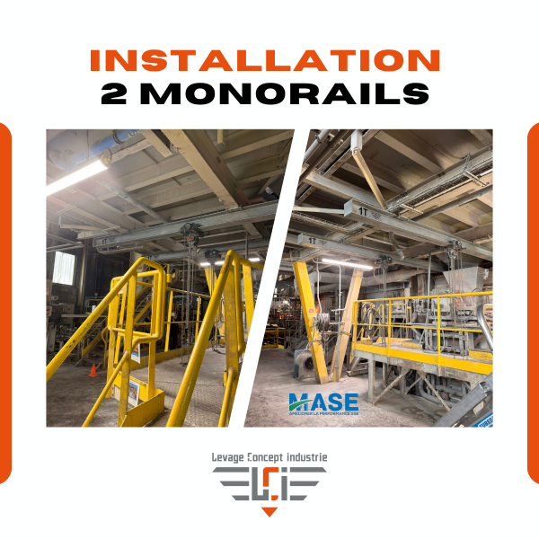 2 monorails de 1 000 Kg